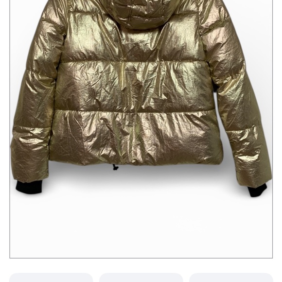 NWT AEO Gold Metallic Puffer Jacket • Women’s Small - Picture 2 of 6